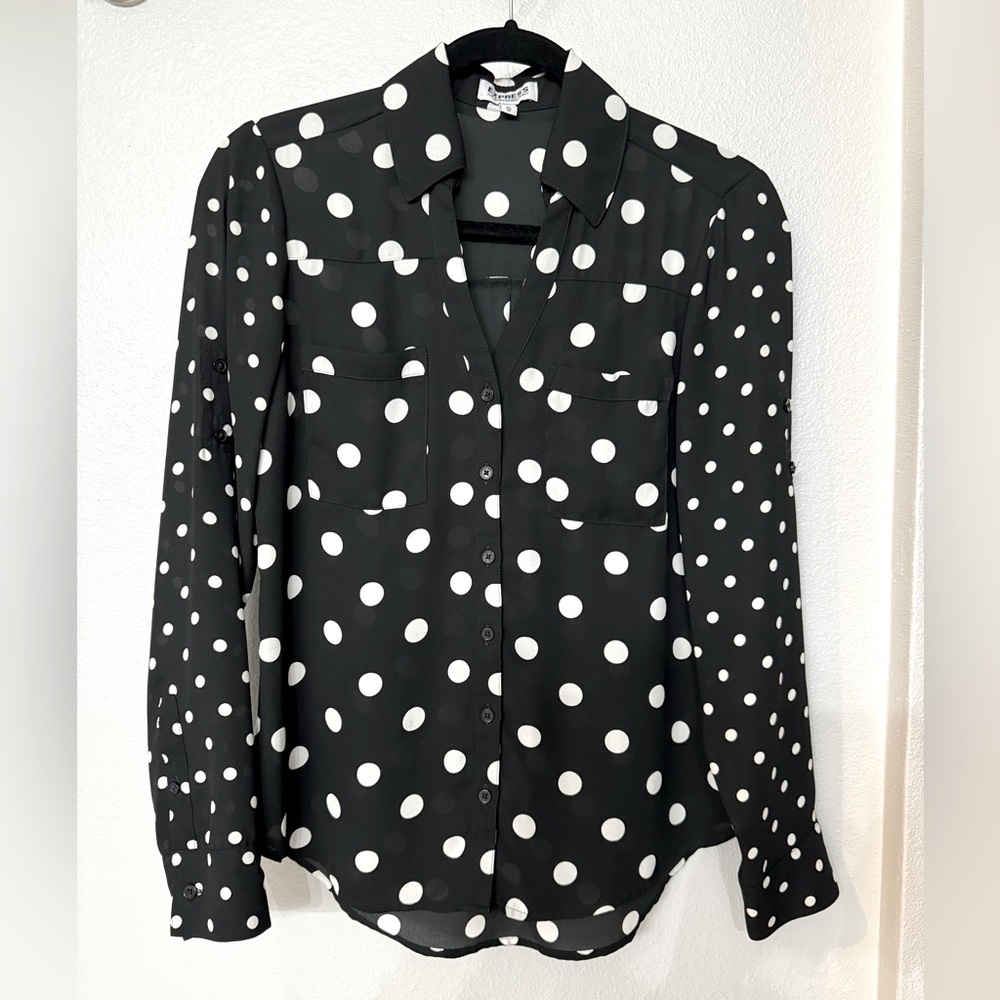 Express portofino button up shirt in polka dot